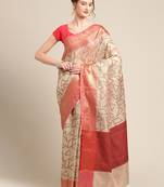 Beige Tissue  woven saree with blouse