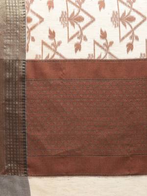 Beige Tissue  woven saree with blouse 5