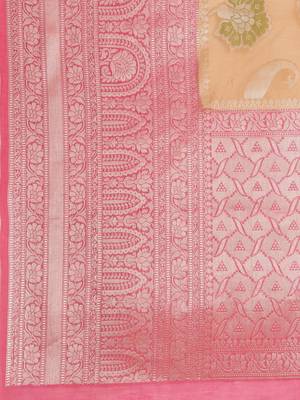 Orange  cotton woven saree with blouse 4