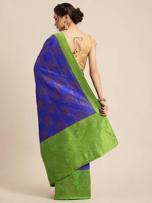 Blue Dupion Silk Woven Banarasi Silk Saree 2