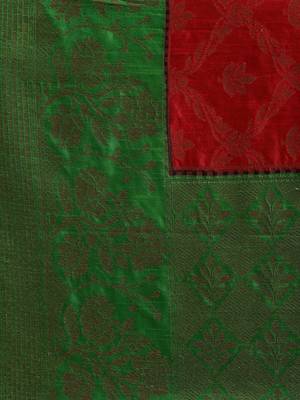 Red pure dupion silk woven saree with blouse 5