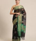 Black silk woven saree with blouse