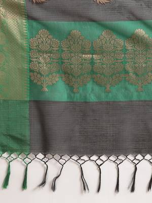 Black silk woven saree with blouse 5