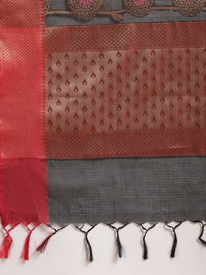 Black silk woven saree with blouse 5