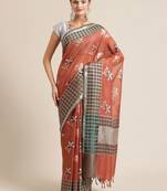 red silk woven saree with blouse