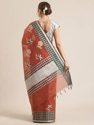 red silk woven saree with blouse 2
