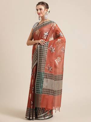 red silk woven saree with blouse 3