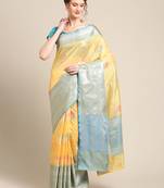 Gold silk woven saree with blouse