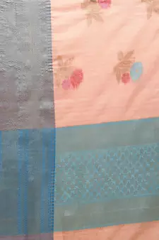 Peach silk woven saree with blouse