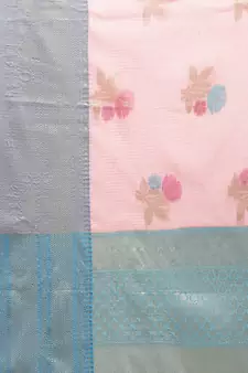 Pink silk woven saree with blouse