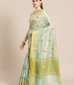 green silk woven saree with blouse