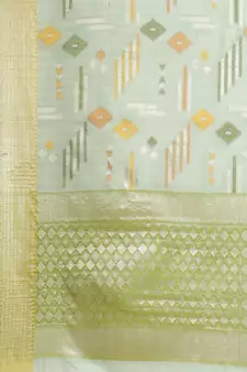 green silk woven saree with blouse