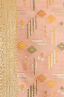 Peach silk woven saree with blouse