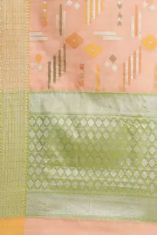 Peach silk woven saree with blouse