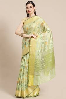 multicolor silk woven saree with blouse