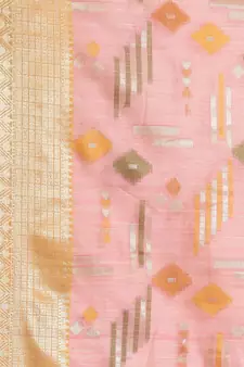 Pink silk woven saree with blouse
