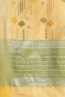 Gold silk woven saree with blouse