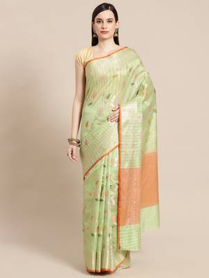 multicolor silk woven saree with blouse 1