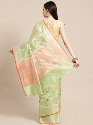 multicolor silk woven saree with blouse 2