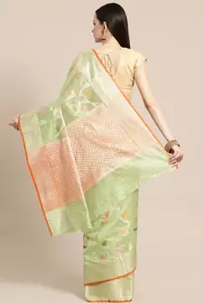 multicolor silk woven saree with blouse
