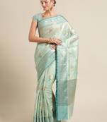 green silk woven saree with blouse