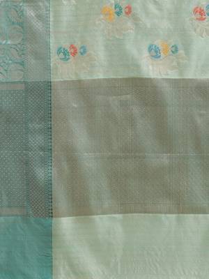 green silk woven saree with blouse 5