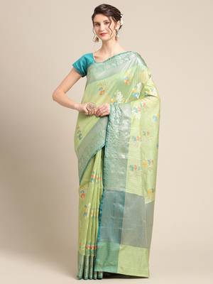 multicolor silk woven saree with blouse 1
