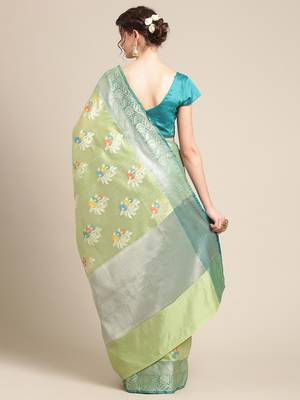 multicolor silk woven saree with blouse 2