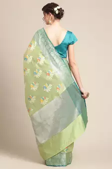 multicolor silk woven saree with blouse