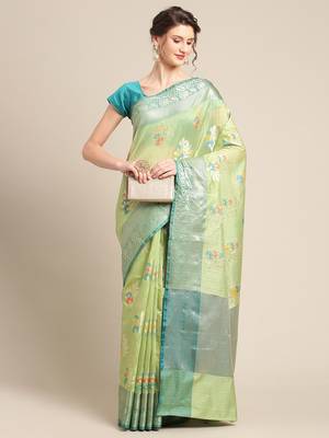 multicolor silk woven saree with blouse 4