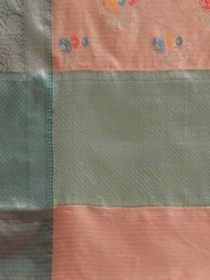 Peach silk woven saree with blouse 5