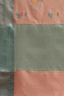 Peach silk woven saree with blouse