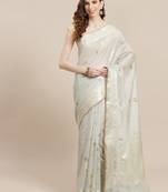 Grey cotton woven saree with blouse