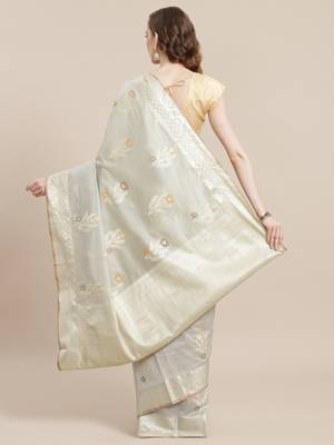 Grey cotton woven saree with blouse 2