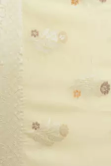 Beige cotton woven saree with blouse