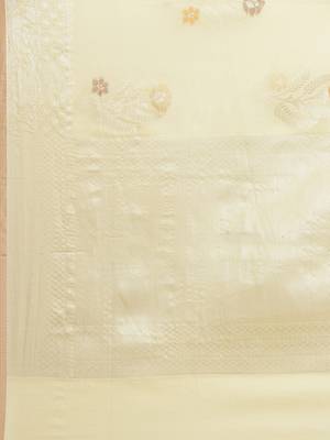 Beige cotton woven saree with blouse 4