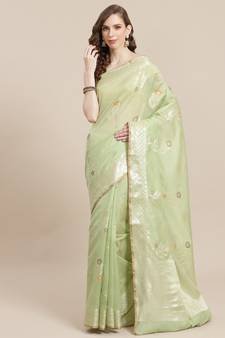 multicolor cotton woven saree with blouse