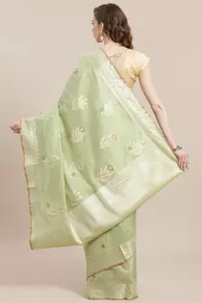 multicolor cotton woven saree with blouse