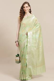 multicolor cotton woven saree with blouse