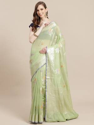 multicolor cotton woven saree with blouse 1
