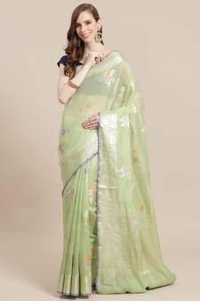 multicolor cotton woven saree with blouse