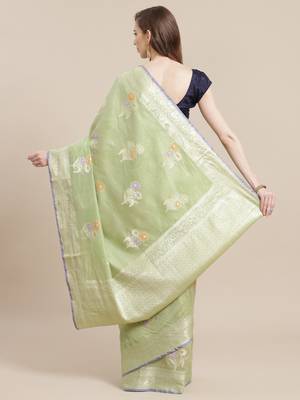 multicolor cotton woven saree with blouse 2