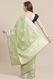 multicolor cotton woven saree with blouse