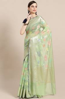 multicolor cotton woven saree with blouse