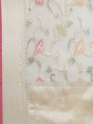 Grey cotton woven saree with blouse 3