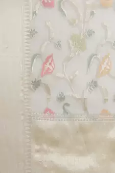 Grey cotton woven saree with blouse