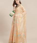 Beige cotton woven saree with blouse
