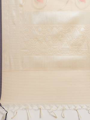 Peach cotton woven saree with blouse 4