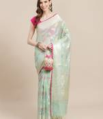 green cotton woven saree with blouse