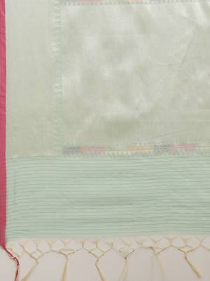 green cotton woven saree with blouse 4